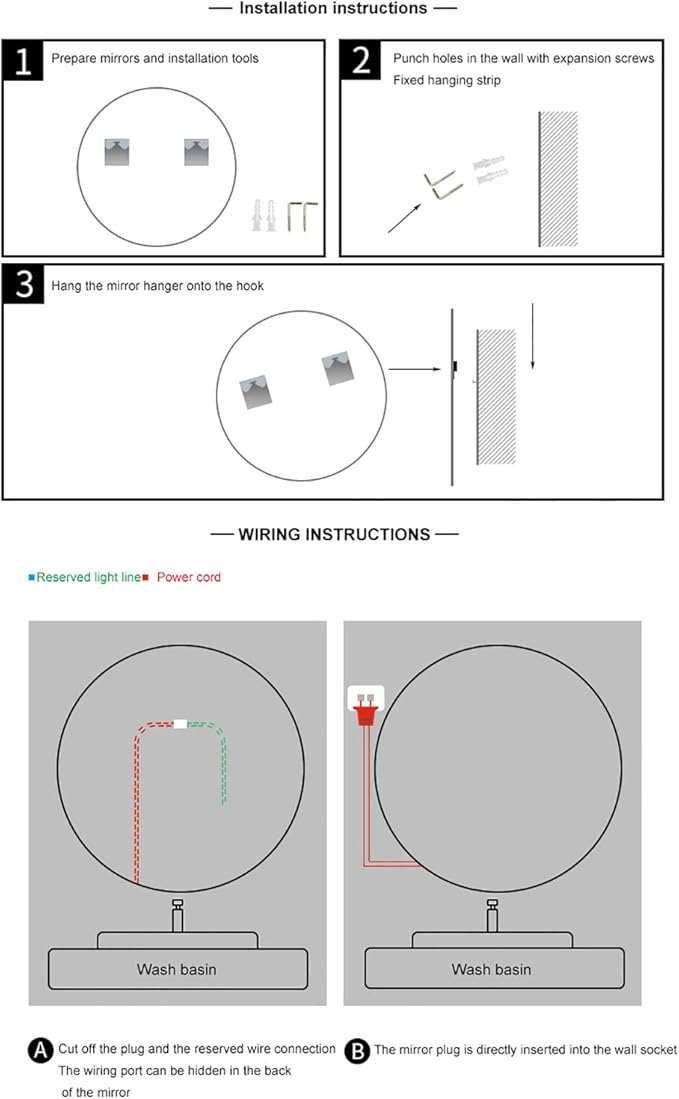 Led Mirror for Bathroom,Bathroom Mirrors for Vanity,Shatter-Proof,with Dimming & 3 Color Modes,Heated Demister Pad,Anti-Fog,Hanging Vanity Mirror,Easy to Install, Easy to Clean (Size : 70x70cm)