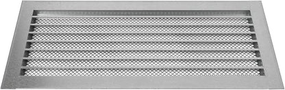 Repa Market 20" x 8" Inch (Inner Dimensions) Galvanized Steel Black Soffit Air Vent Cover - Louvered Square Gable Vent with Mesh Screen - Exhaust/Intake Ventilation Grill - Outdoor Metal Duct Grate