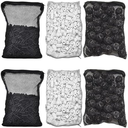Wave Point Aquarium Filter Media Kits, 1 lb Activated Carbon + 50pc Bio Balls +1 lb Ceramic Ring (Double Pack)