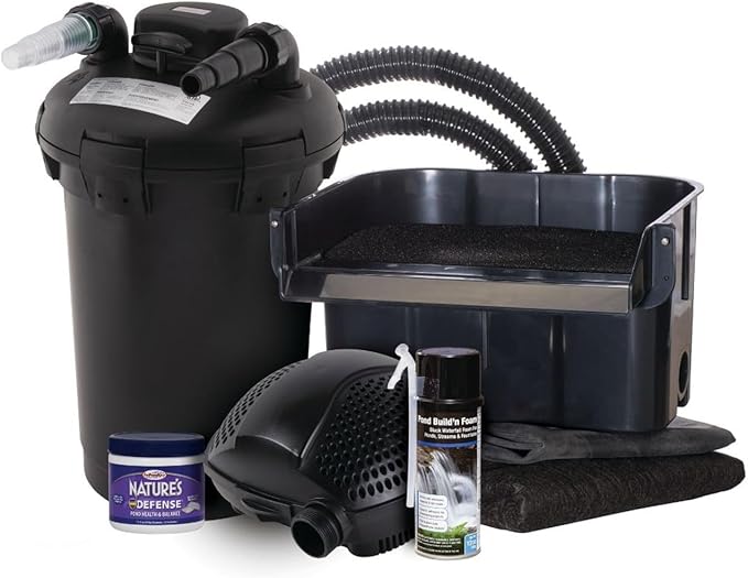 The Pond Guy AllClear Ecosystem Kit – Complete DIY Fishpond with Liner, Pump, UV Filter & Waterfall (1,000-2,000 Gallons) 8' x 11'