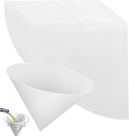 25 Pack 10" Deep Fryer Oil Filters Non Woven Cooking Oil Cones Strainer Maple Syrup Beeswax Filter Disposable White Grease Kitchen Filters for Hotels Restaurants Cafes Food Trucks