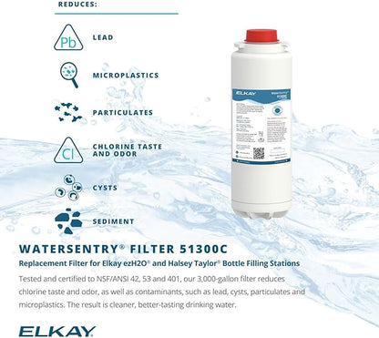 Elkay Genuine WaterSentry 51300C Lead + Microplastics NSF/ANSI Certified Filter (3-Pack)(Bottle Fillers)