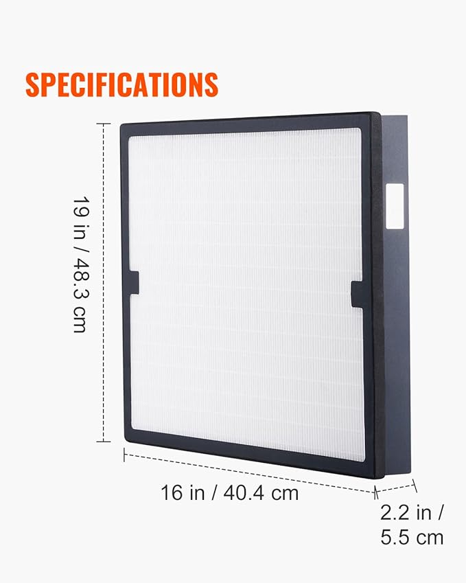 VEVOR HEPA Air Filter 16x19 inch, 3-Stage High-Efficiency Replacement Filter for Air Scrubbers & Purifiers, Compatible with BlueDri & VEVOR, Ideal for Water Damage Restoration, Air Purifiers