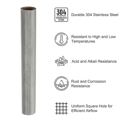 PATIKIL 40" L x 10" W Woven Wire Mesh, 150 Mesh 304 Stainless Steel Air Vent Filter Screen with Gloves for Window Security Vent Cover Filtration Animals Fence