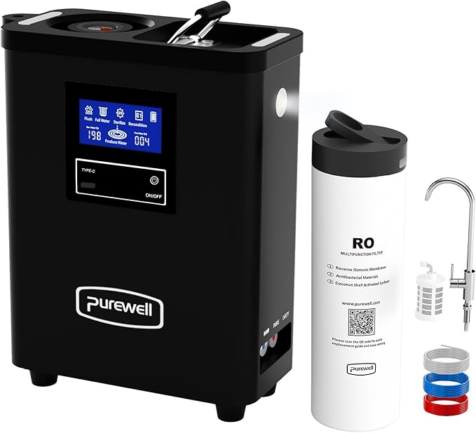 Purewell® K8680 RO Water Purifier System,10-Stage RV Portable Water Filtration Survival with UV,Desalination Rate Reaches 95%,Survival Gear Purification for Drinking,Team Camping，Travel