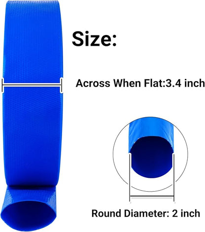 2" x 50 FT Pool Backwash Hose Blue Heavy Duty Reinforced PVC Lay Flat Water Discharge Hose for Swimming Pool Filter Pump,with 2 Clamp