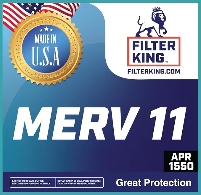 Filter King 20x24x1 Air Filter | 4-PACK | MERV 11 HVAC Pleated A/C Furnace Filters | MADE IN USA | Actual Size: 19.5 x 23.5 x .75"