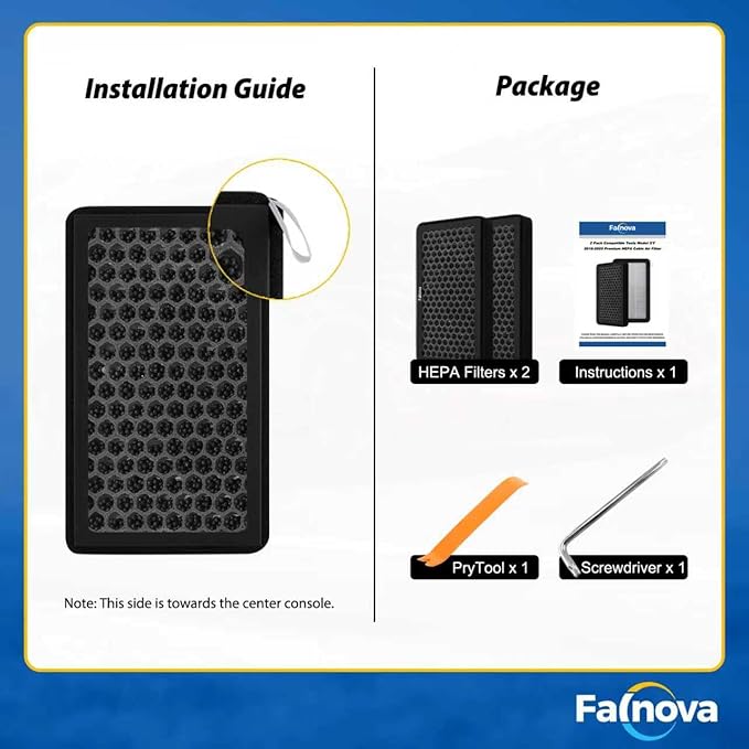 Compatible with Tesla Model 3 Model Y 2016-2025 Highland Juniper Premium HEPA Cabin Air Filter Activated Carbon 5-Layer Replacement Filter Kit - Includes Tools & Installation Guide (2 Pack)