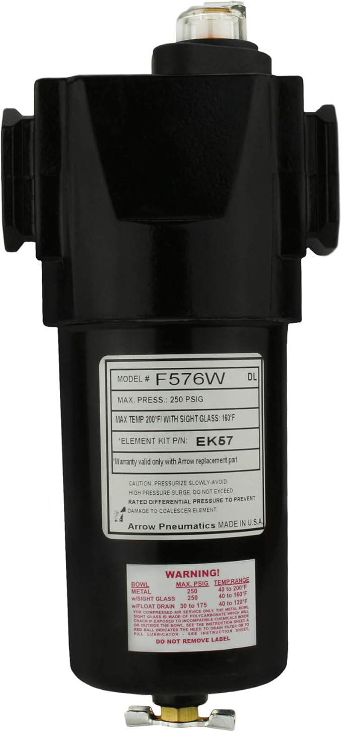 Arrow Pneumatic 3/4" Compressed Air Inline Coalescing Oil Removing Filter MADE IN USA