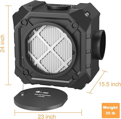 M-T Air Scrubber with 3 Stage Filtration, Stackable Negative Air Machine Cleaner 550 CFM for Industrial and Commercial Water Damage Restoration Air Scrubber with MERV-10, HEPA, Activated Carbon Filter