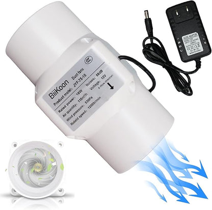Inline Duct Fan 3 Inch 12V HVAC Exhaust Intake Fans Plastic Low Noise Basement Ventilation Blower for Vents Grow Tents Hydroponic (Color : NO Adjustable Speed, Size : 18w)