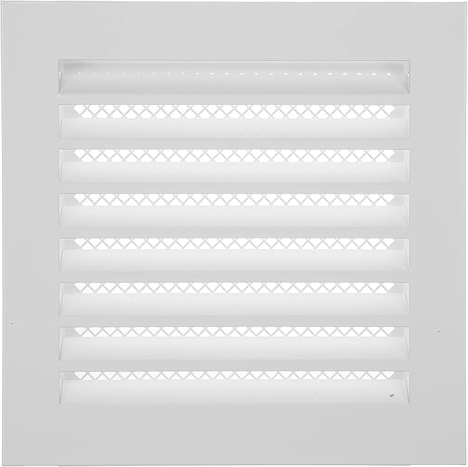 Repa Market 8" x 8" Inch (Inner Dimensions) Galvanized Steel White Soffit Air Vent Cover - Louvered Square Gable Vent with Mesh Screen - Exhaust/Intake Ventilation Grill - Outdoor Metal Duct Grate