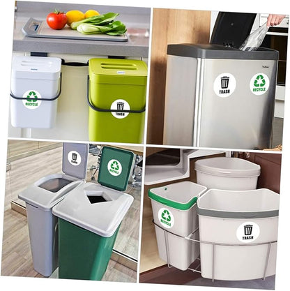 Veemoon 6-Piece Set of Self-Adhesive Garbage Classification Label Stickers Waste Sorting Stickers for Trash Cans and Containers Design for Easy Identification