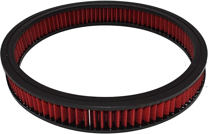 A-Team Performance High Flow Washable & Reusable Round Cotton Air Filter Element - 14x2 Inch Red - Engine Air Filter Compatible w/Buick/Chevrolet/GMC/Ford/Oldsmobile & Pontiac