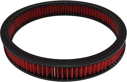 A-Team Performance High Flow Washable & Reusable Round Cotton Air Filter Element - 14x2 Inch Red - Engine Air Filter Compatible w/Buick/Chevrolet/GMC/Ford/Oldsmobile & Pontiac