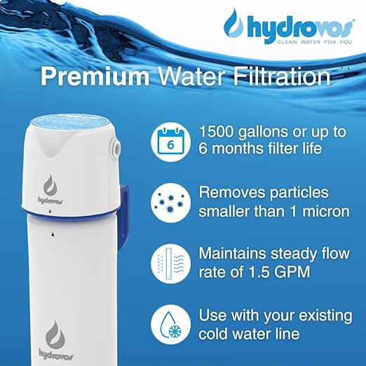 Hydrovos DWSP Premium Microplastic Water Filter, NSF 401/53/42 Under Sink Drinking Water Filtration System, Direct Connect Kitchen/Bathroom Sink, Reduces PFOA, PFOS, Lead, Cysts, Asbestos, Chlorine