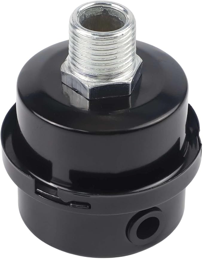 Air Compressor Air Filter Replacement for 16.5 x 11 x 3 cm Pump Accessories, Steel Construction with 20mm Thread, Black Intake Filter for Quiet Mode Operation