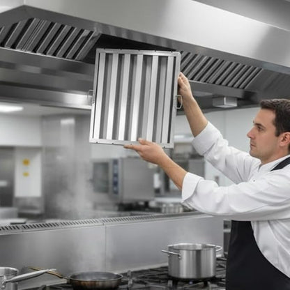 Soro Essentials- 20" W x 25" H Stainless Steel Commercial Kitchen Hood Filter with Handles- Hood Filters Range Hood Filter Range Hood Baffle Grease Filter for Restaurant Kitchen Exhaust Hoods