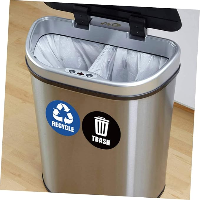 VILLCASE 6-Pack Self-Adhesive Garbage Classification Stickers for Waste Sorting Labels for Trash Cans and Recycle Bins for Home Kitchen and Office Organization