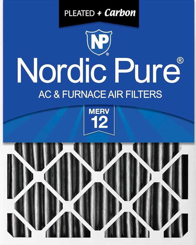 Nordic Pure 16x24x4 (Actual Size: 15 3/8 x 23 3/8 x 3 5/8) Pleated Air Filter MERV 12 Plus Carbon 1 Pack
