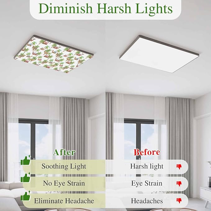 Fluorescent Light Covers for Ceiling Lights Deserts Camels Magnetic Light Filters 2 Pack 4x2 ft Southwest Date Trees Ceiling Lights Cover for Classroom Office School Home Drop Lamp Decor