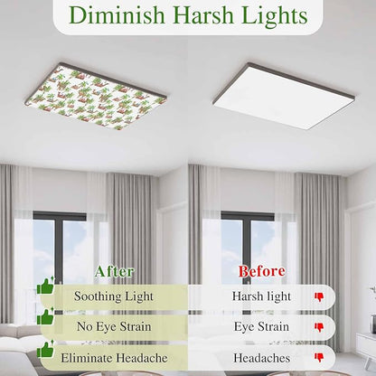 Fluorescent Light Covers for Ceiling Lights Deserts Camels Magnetic Light Filters 2 Pack 4x2 ft Southwest Date Trees Ceiling Lights Cover for Classroom Office School Home Drop Lamp Decor