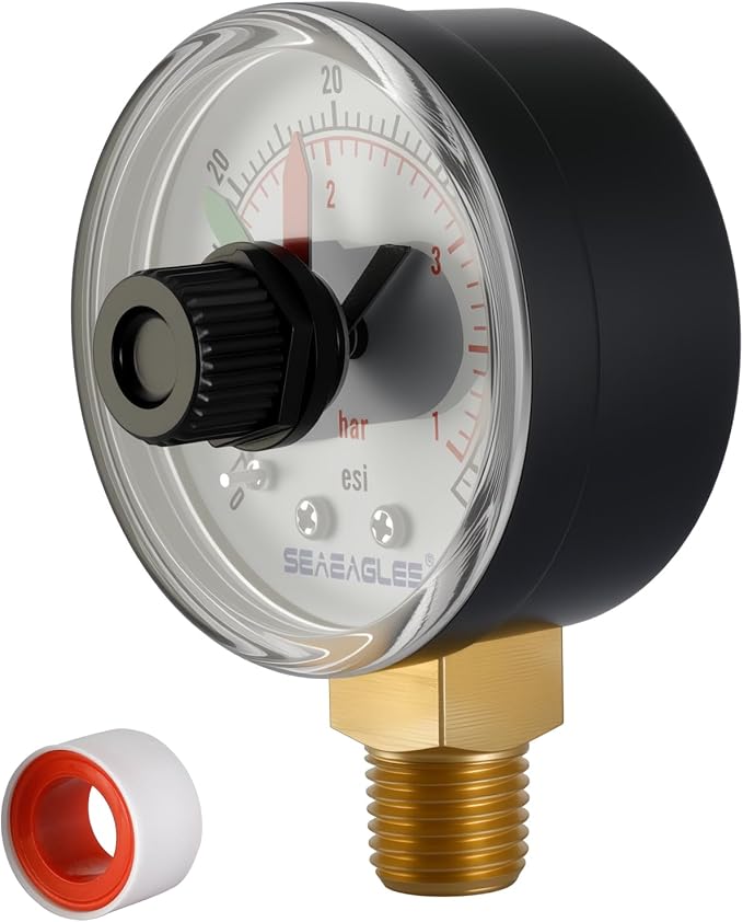 DECX271261 Boxed Pressure Gauge with Dial Replacement for Select Hayward Filter and Multiport Valve,1/4" NPT Lower mounting 2" Dial Pool Pump Pressure Gauge 0-60psi/4bar. (271261)