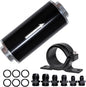 Inline Fuel Filter 100 Micron with 6AN 8AN 10AN Fuel Filter Adapter Universal 50MM, 1 set Inline fuel filter Black