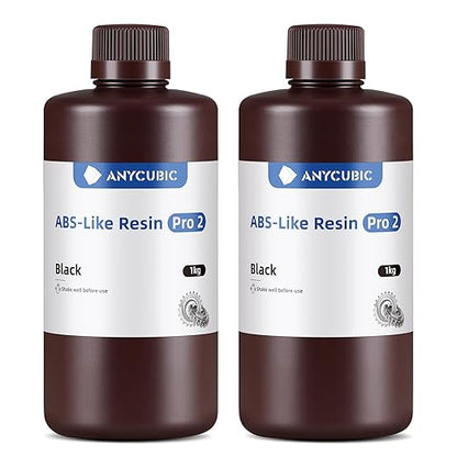 ANYCUBIC ABS-Like Resin Pro 2, 3D Printer Resin with Enhanced Strength and Toughness, High Precision and Minimal Shrinkage, Wide Compatibility for All LCD Resin 3D Printers (Black+Black, 2kg)