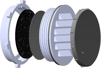 Louvered Vent, Bug Screen, 60ppi Filter, Seal and Cap, 2.5", Black