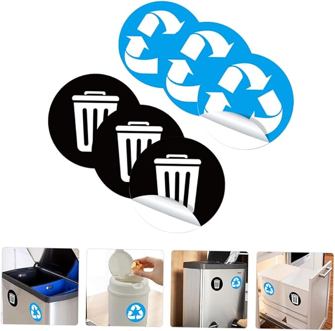 1Set PVC Waste Sorting Stickers Self Adhesive Trash Bin Labels for Recycling and Trash Can Decals Easy to Apply Promote Sustainable Waste Management