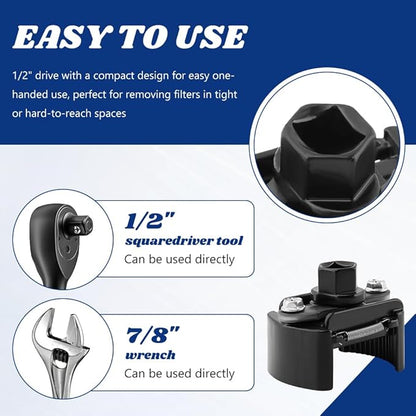 Professional 2-Jaw Spring-Loaded Oil Filter Wrench, 2-3/8 to 3-1/8 Inch (60-80mm) Universal Oil Filter Removal Tool, Made of Chrome Molybdenum Steel for Automotive Maintenance‌