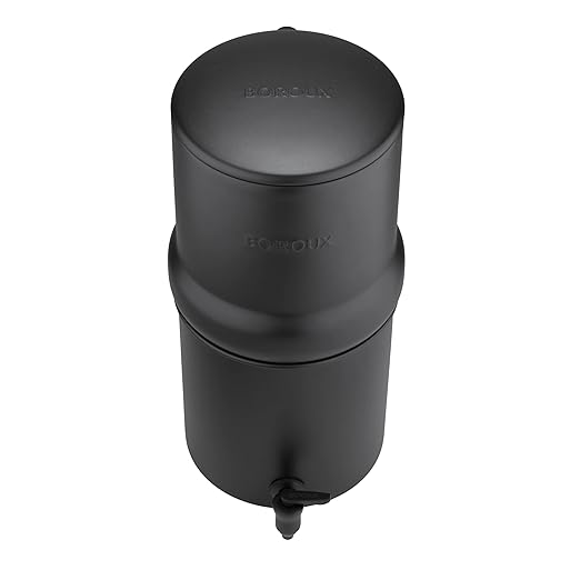 Boroux Compact Gravity-Fed Countertop Stainless Steel Water Filter System | 1.8 Gallons with 2 Authentic Black Foundation. Filters | Matte Black