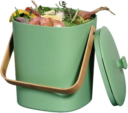 Bamboozle Countertop Compost Bin Kitchen | 1 Gallon | Odorless Composting Bin with Filters | Indoor Compost Bin with Lid | Plant Based Kitchen Composter for Food Scraps & Waste Recycling | Avocado