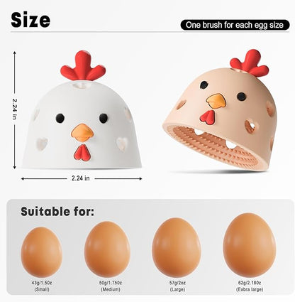 2PCS Egg Cleaner, Egg Washer for Fresh Eggs,Silicone Chicken Coop Accessories Farm Fresh Egg Cleaning Brush, Silicone Practical Vegetable and Fruit Scrubber Tool (White and Light Brown)