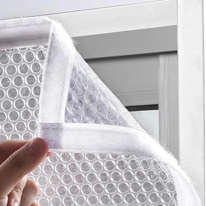 PVC Window Insulation Film 120x150cm Double Thickened 4mm Bubble Wrap Thermal Curtain for Doors and Windows, Transparent Weatherproof Soundproof Draft Stopper with Self-Adhesive
