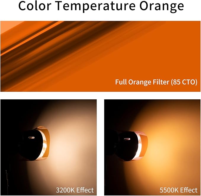 Meking 16x20 inches Lighting Gels CTO Photo Lights Gel Filters Transparent Color Correction Light Sheets for Photography Red Head Strobe Flashlight (Orange)