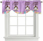 Purple Easter Tie Up Valance Curtains for Windows, Kitchen Curtains Window Shades, Spring Cartoon Bunny Colorful Eggs Wood Grain Light Filtering Curtain Valances for Bedroom/Bathroom/Cafe 60"x18"