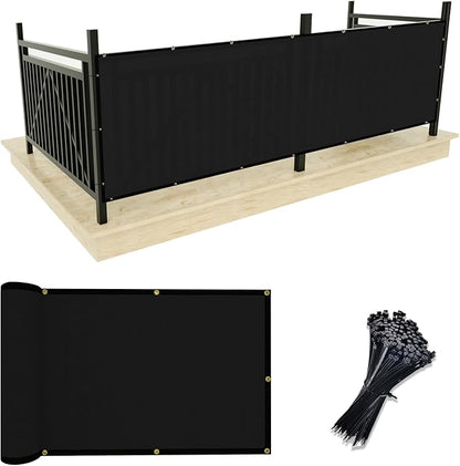 UPGRADE Balcony Privacy Screen Fence 6'X13' Outdoor HDPE Mesh Panels for Deck,Balcony,Backyard,Patio with Zip Ties Black (We Make Customized)