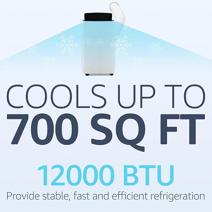 Portable Air Conditioners, 12000 BTU Portable AC for Rooms Up to 550 Sq.Ft. 3-In-1 Portable AC with Fast Cooling, Dehumidifier & Three Speed Fan, 24H Timer/Remote Control/Ultra Quiet, Black Top