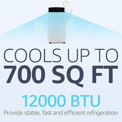 Portable Air Conditioners, 12000 BTU Portable AC for Rooms Up to 550 Sq.Ft. 3-In-1 Portable AC with Fast Cooling, Dehumidifier & Three Speed Fan, 24H Timer/Remote Control/Ultra Quiet, Black Top