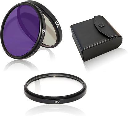 3 Piece UV-CPL-FLD Camera Filters Set, 72mm Multi-Coated Universal Lens Filter Kit UV Blocking + Circular Polarizing + FLD Fluorescent Filter with Protective Storage Case