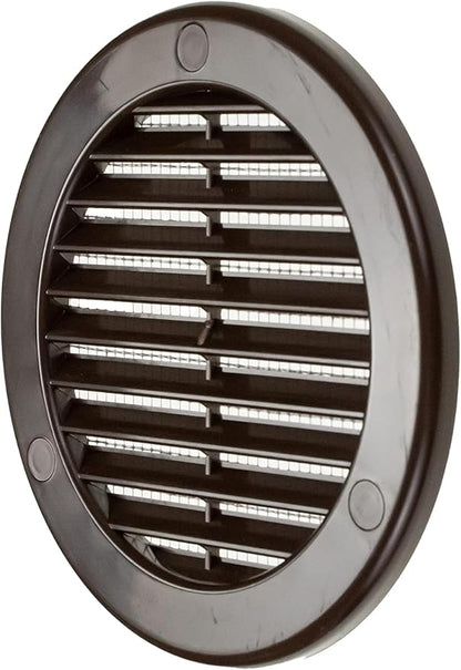Vent Systems 4" Inch (Opening Dimensions) - Pack of 100 - Brown Soffit Vent Cover - Plastic Round Air Vent Grille - Built-in Mesh Screen - HVAC Register Louver for Bathroom, Home, Kitchen