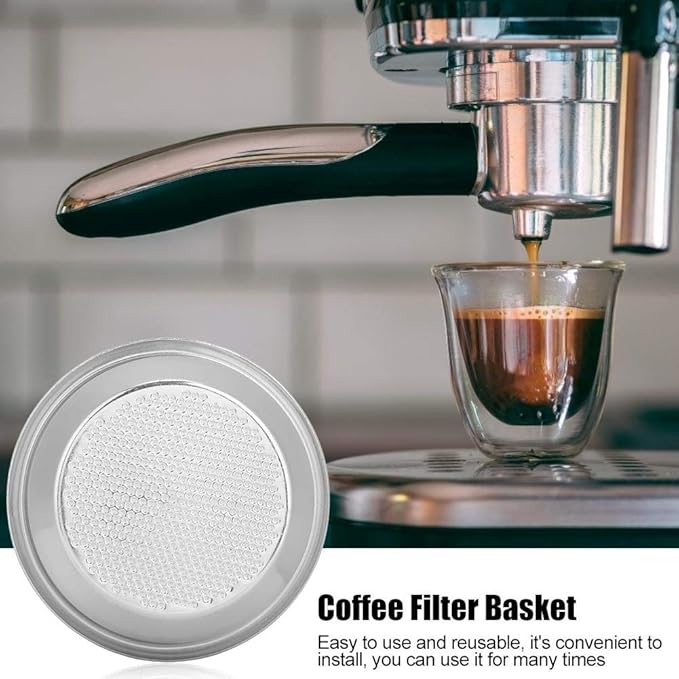 Fdit 58mm Stainless Steel Coffee Filter Basket Single Layer Double Doses Filter Coffee Machine Replacement Parts