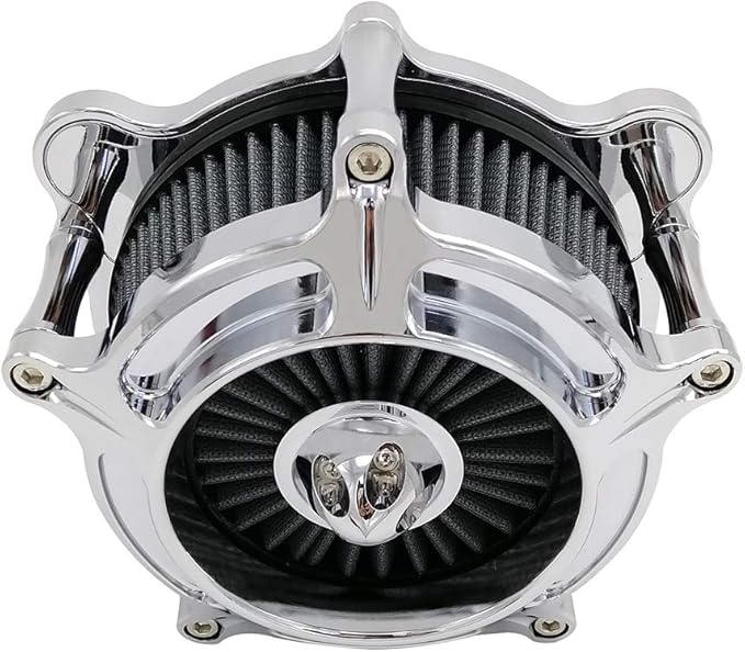 Harley Air Cleaner Turbine Intake Chrome Filter Kit Cnc Cut for Motorcycle Dyna 2000 - 2017 Softail 2000 - 2015 Touring 2000 - 2007 Fitment - B (Gray)