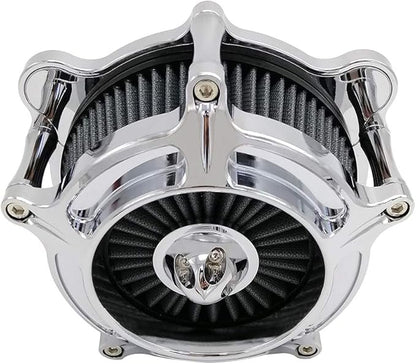 Harley Air Cleaner Turbine Intake Chrome Filter Kit Cnc Cut for Motorcycle Dyna 2000 - 2017 Softail 2000 - 2015 Touring 2000 - 2007 Fitment - B (Gray)
