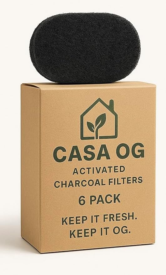6 Pack Compost Bin Charcoal Filters - Activated Carbon Replacement Discs for Kitchen Compost Buckets & Pails I Eliminates Odors I Eco Friendly & Universal Fit