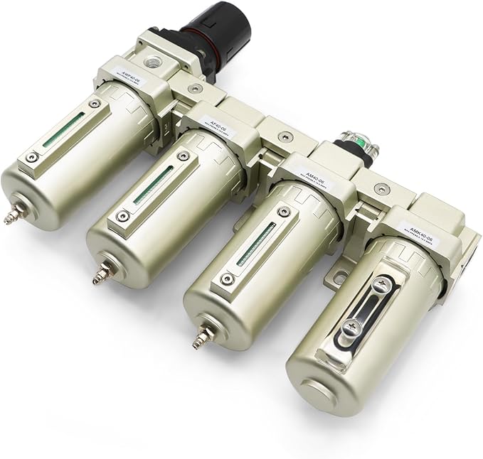 3/4" NPT Industrial Grade 4 Stage Gas Drying System, Coalescing Filter, Desiccant Dryer, Auto Drain, Compatible with Paint Spray, Plasma Cutter (Manual Version,3/4" NPT)