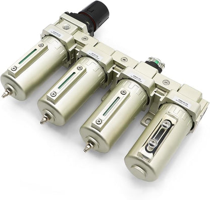 3/4" NPT Industrial Grade 4 Stage Gas Drying System, Coalescing Filter, Desiccant Dryer, Auto Drain, Compatible with Paint Spray, Plasma Cutter (Manual Version,3/4" NPT)