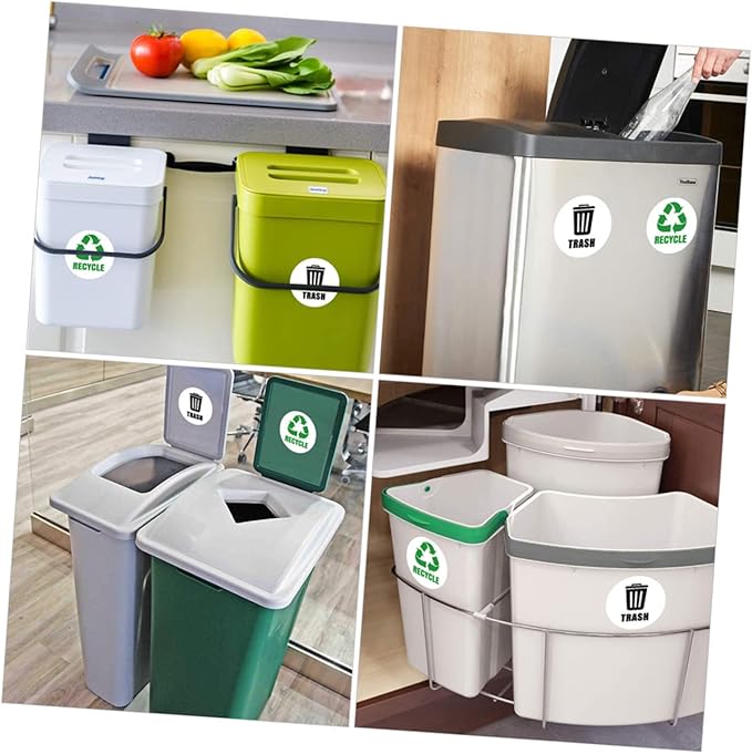 Removable Garbage Can Labels Waste Sorting Stickers Bathroom Trash Bin Combo Eco-Friendly Easy to Apply